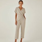 Women’s Elegant Two-Piece Set with Wrap-Front Top and Tailored Trousers 22