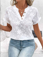 Women’s Embroidered Blouse with V-Neck and Loose Sleeves 1