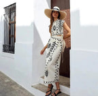 Women’s Embroidered Sleeveless Set with Flowing Skirt in Lightweight Fabric 1
