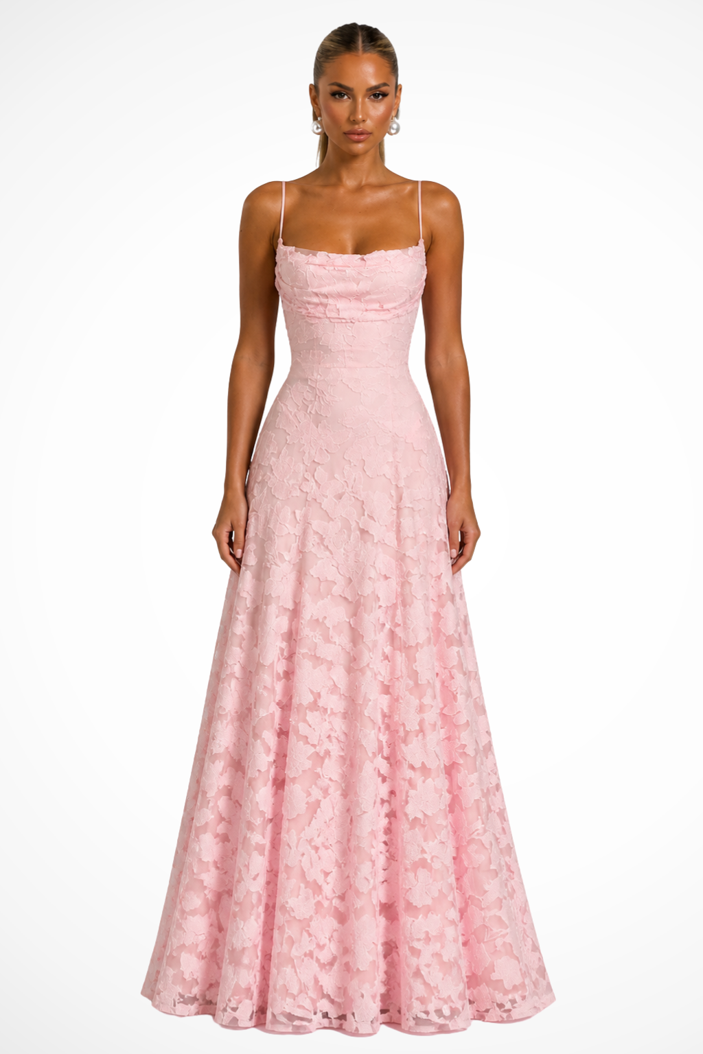 Women’s Floral Brocade Maxi Dress with Cami Straps for Formal Events 10