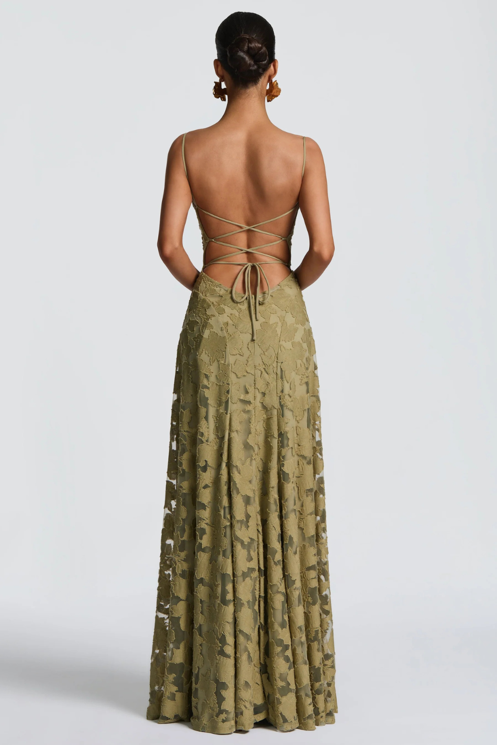 Women’s Floral Brocade Maxi Dress with Cami Straps for Formal Events 3