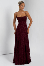 Women’s Floral Brocade Maxi Dress with Cami Straps for Formal Events 6