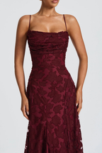 Women’s Floral Brocade Maxi Dress with Cami Straps for Formal Events 7