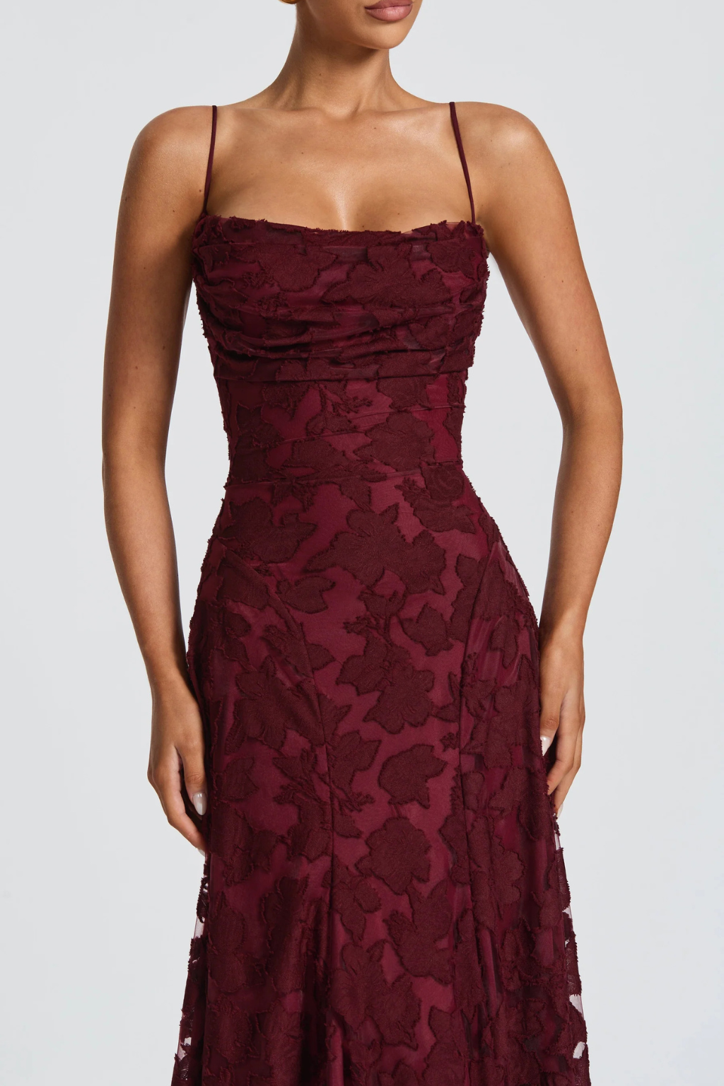 Women’s Floral Brocade Maxi Dress with Cami Straps for Formal Events 7