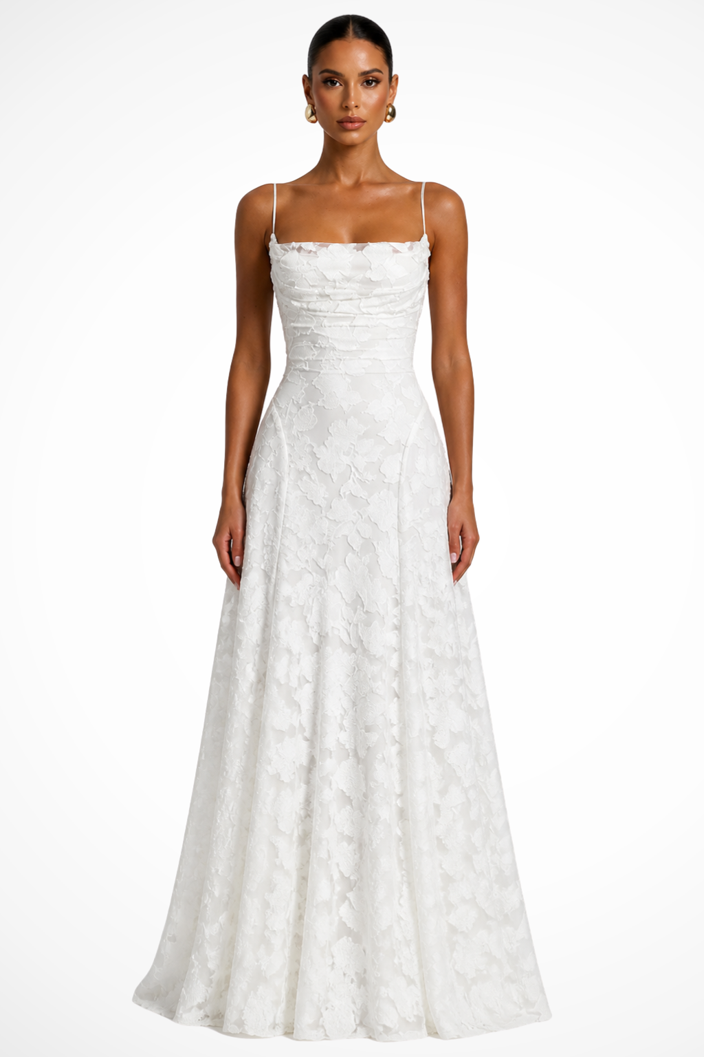 Women’s Floral Brocade Maxi Dress with Cami Straps for Formal Events 9