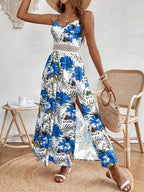 Women’s Floral Summer Maxi Dress with V-Neck and Adjustable Straps 1