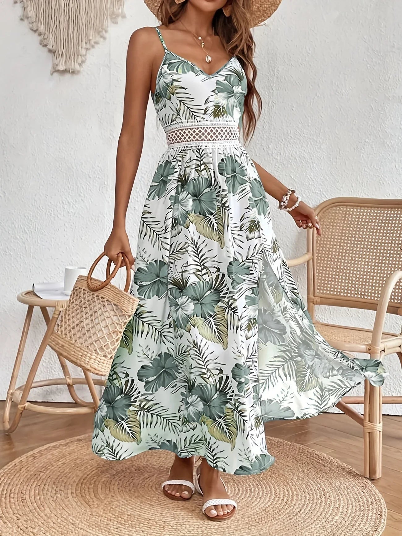 Women’s Floral Summer Maxi Dress with V-Neck and Adjustable Straps 5