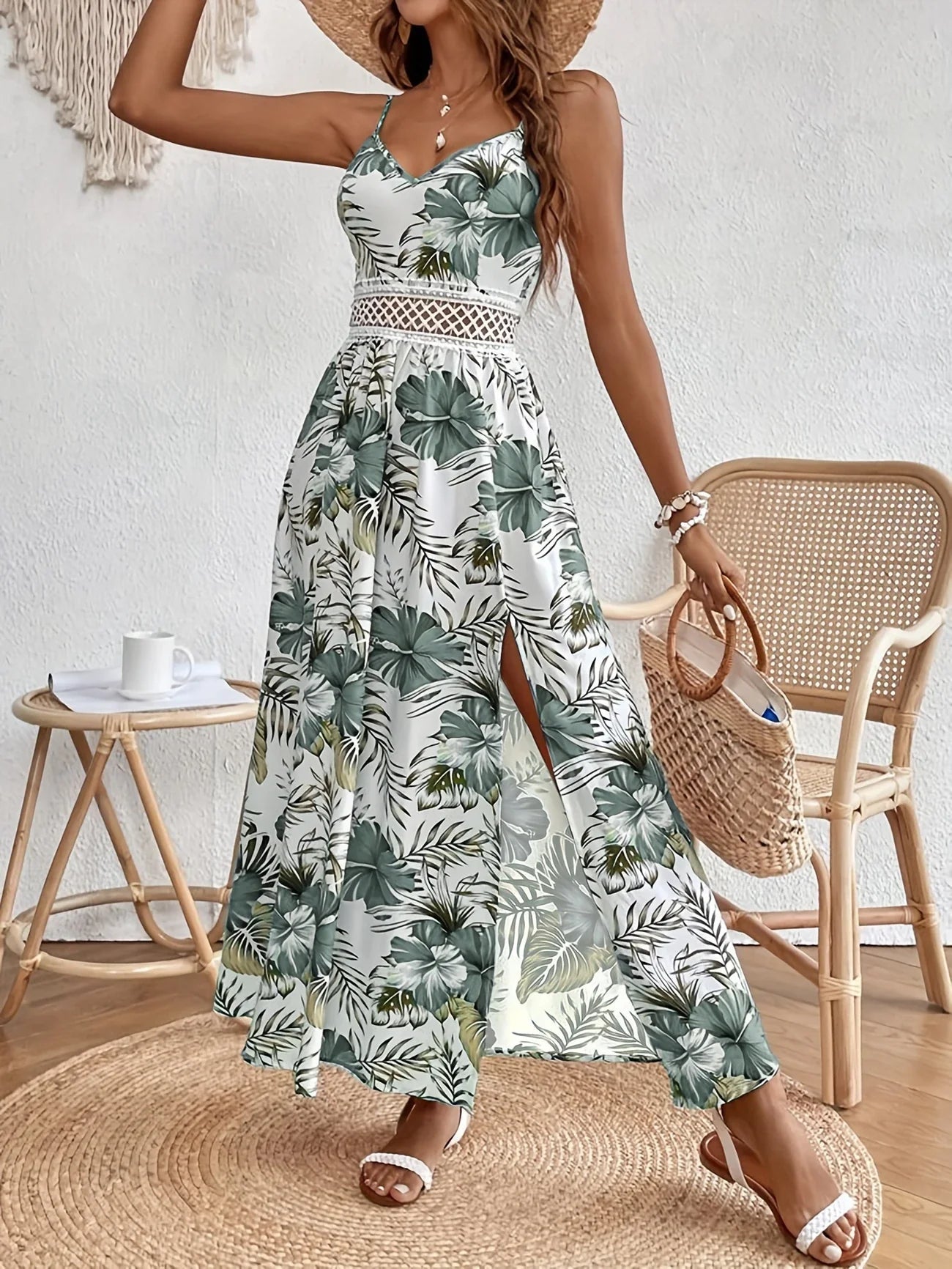Women’s Floral Summer Maxi Dress with V-Neck and Adjustable Straps 6