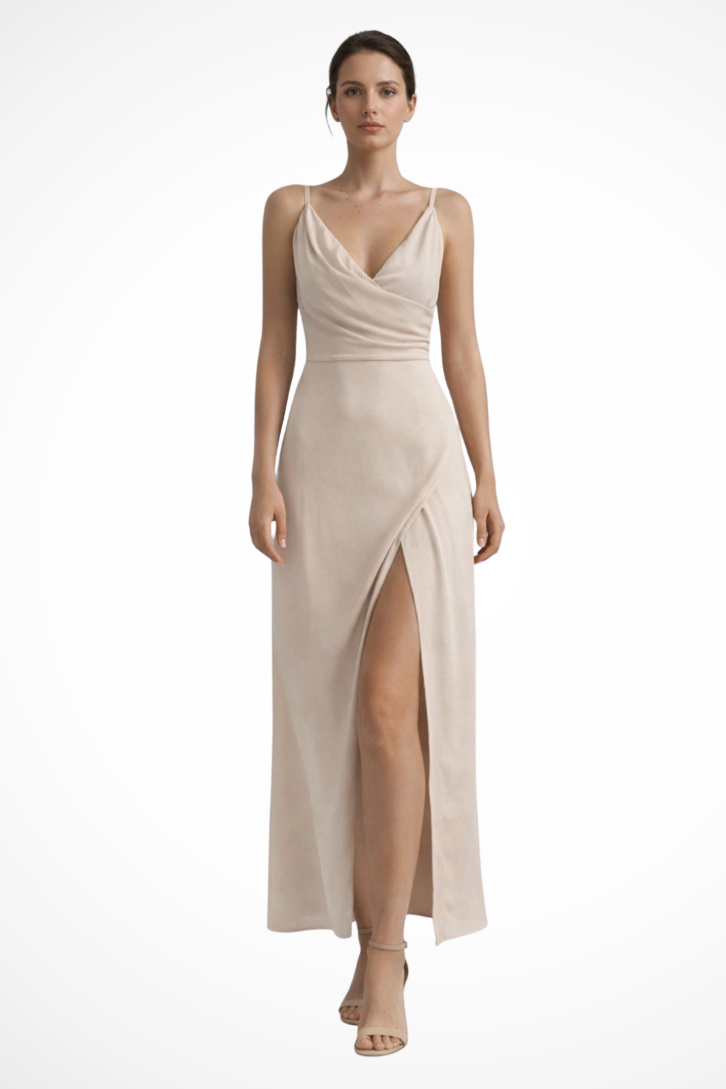 Women’s Formal Maxi Dress with Draped Cowl Neckline and Side Slit 1