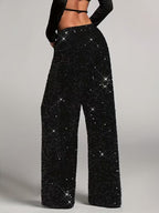 Women’s High Waist Sequin Palazzo Pants with Wide Leg Flowy Design 1