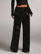 Women’s High Waist Sequin Palazzo Pants with Wide Leg Flowy Design 2