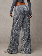 Women’s High Waist Sequin Palazzo Pants with Wide Leg Flowy Design 4