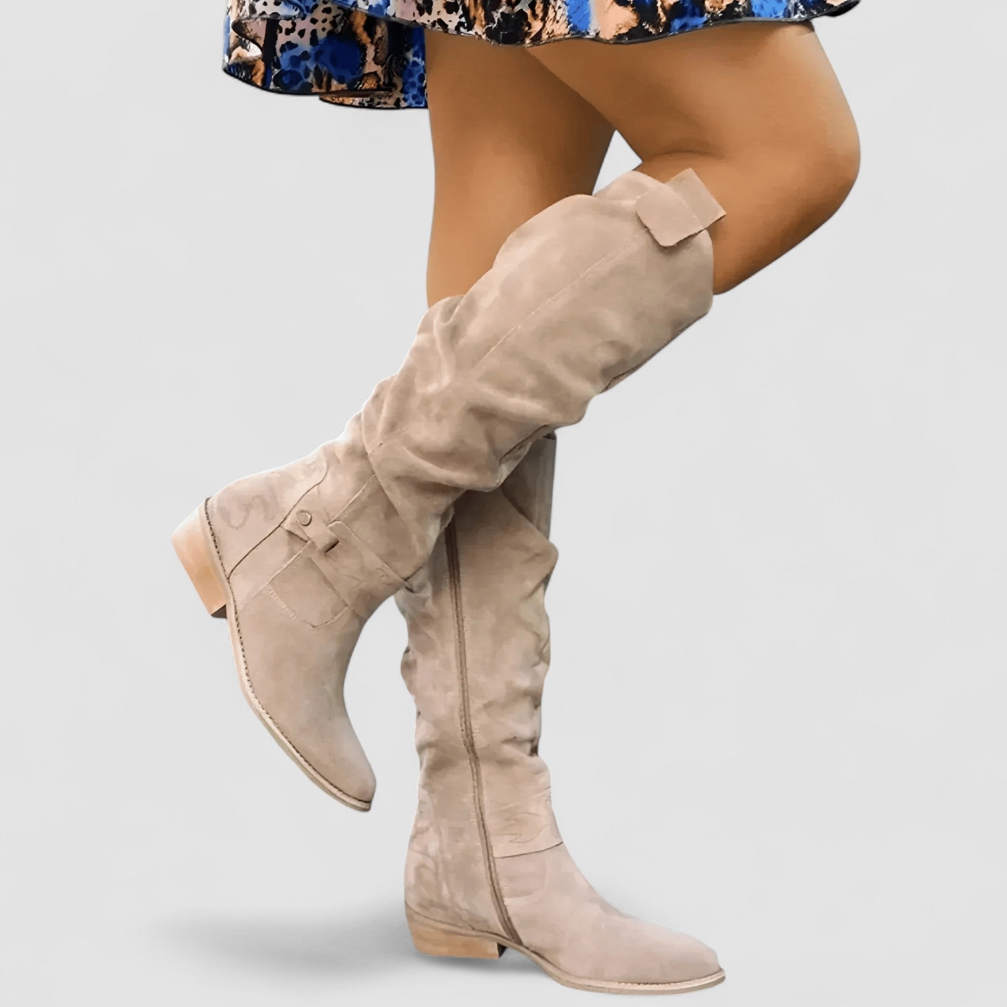 Women’s Knee High Suede Boots with Orthopedic Support and Slouchy Design 0