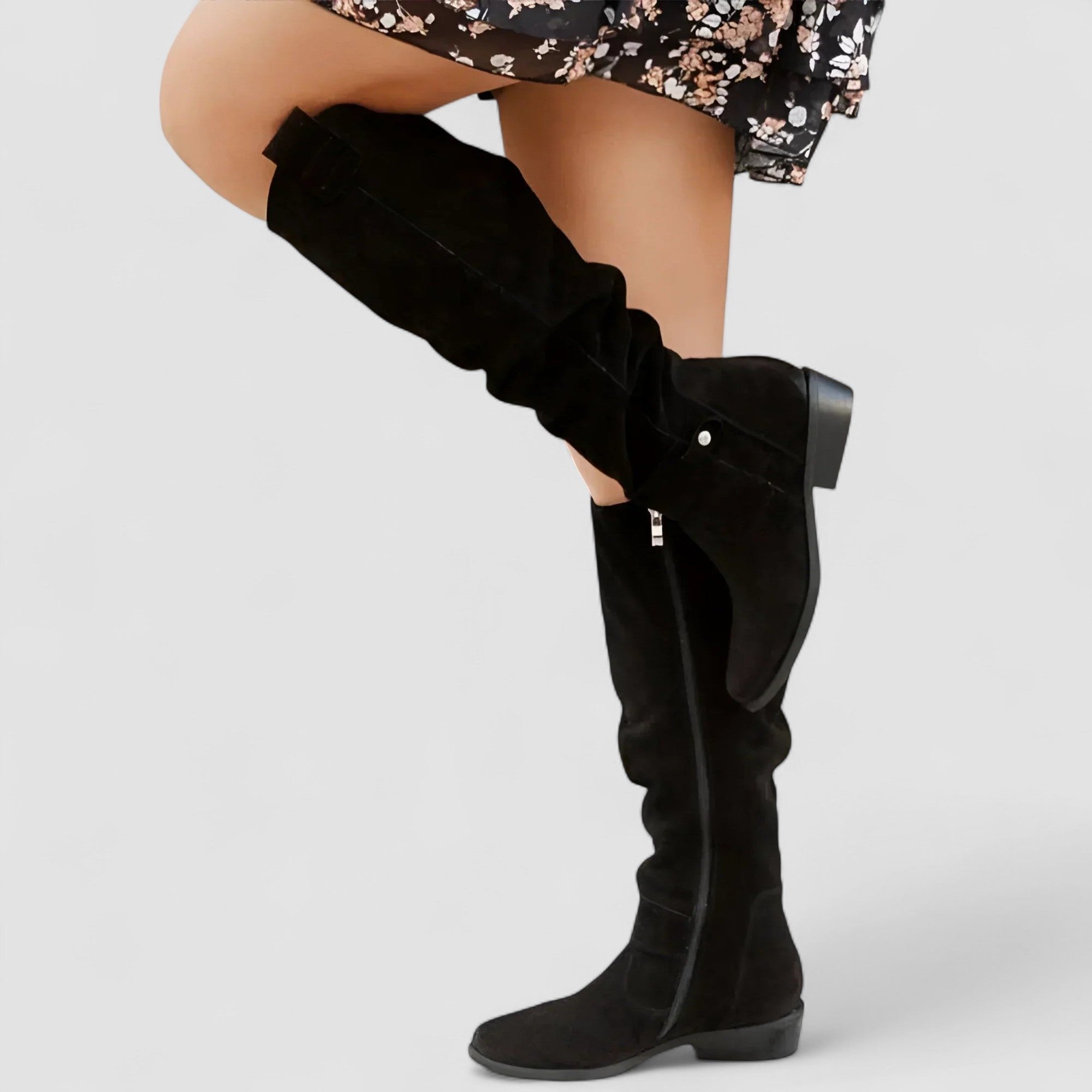 Women’s Knee High Suede Boots with Orthopedic Support and Slouchy Design 4