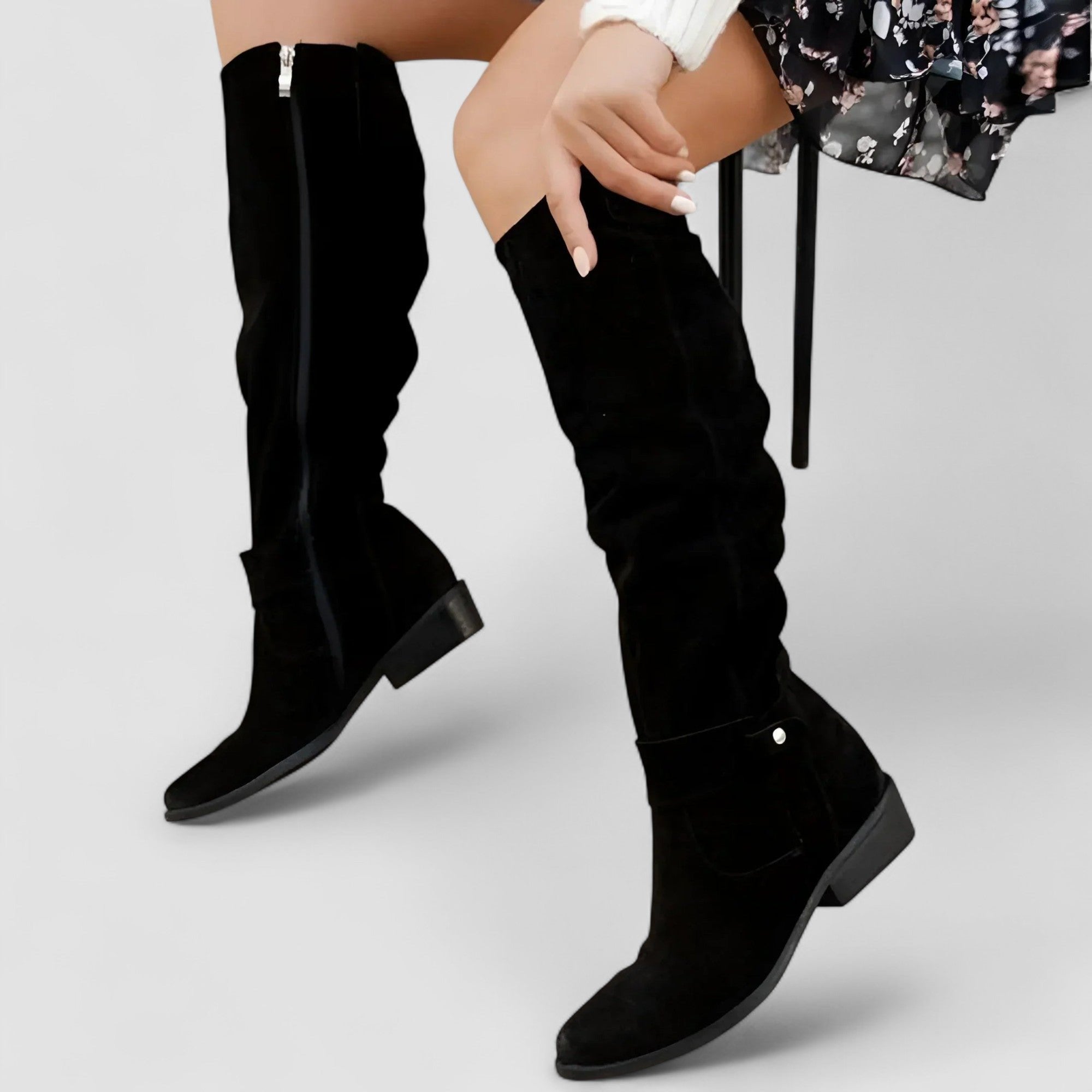 Women’s Knee High Suede Boots with Orthopedic Support and Slouchy Design 7