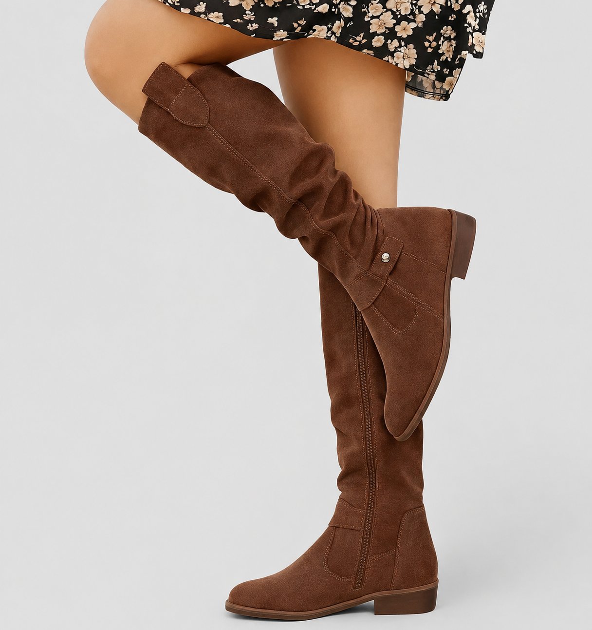 Women’s Knee High Suede Boots with Orthopedic Support and Slouchy Design 8