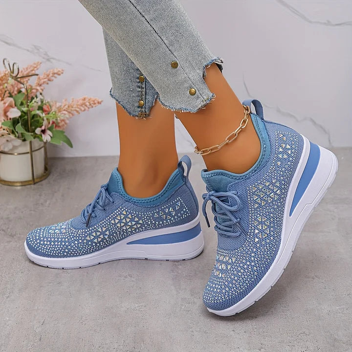 Women’s Knit Sneakers with Rhinestone Detail and Wedge Sole 11