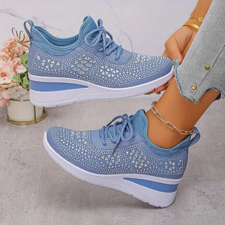 Women’s Knit Sneakers with Rhinestone Detail and Wedge Sole 5