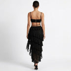 Women’s Lace Maxi Dress with Structured Corset and Tiered Skirt 2