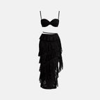 Women’s Lace Maxi Dress with Structured Corset and Tiered Skirt 3