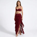 Women’s Lace Maxi Dress with Structured Corset and Tiered Skirt 6