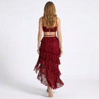 Women’s Lace Maxi Dress with Structured Corset and Tiered Skirt 7
