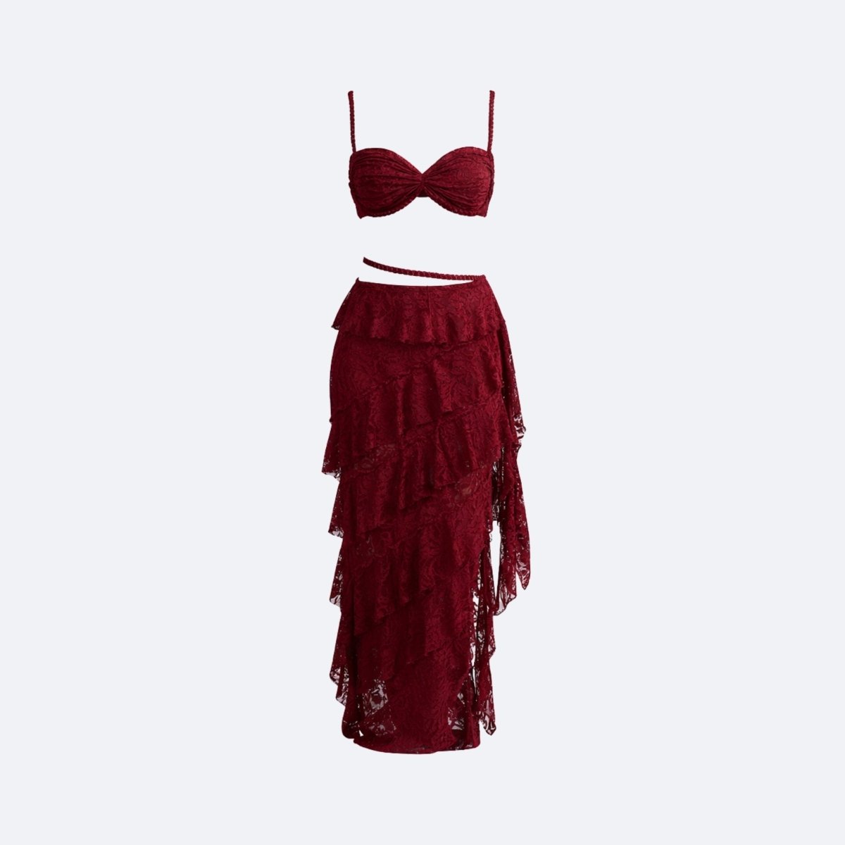 Women’s Lace Maxi Dress with Structured Corset and Tiered Skirt 8