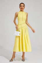 Women’s Lace Midi Dress with High Neck and A-Line Skirt for Formal Events 4
