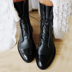 Women’s Leather Ankle Boots in Black with Lace-Up Design 0