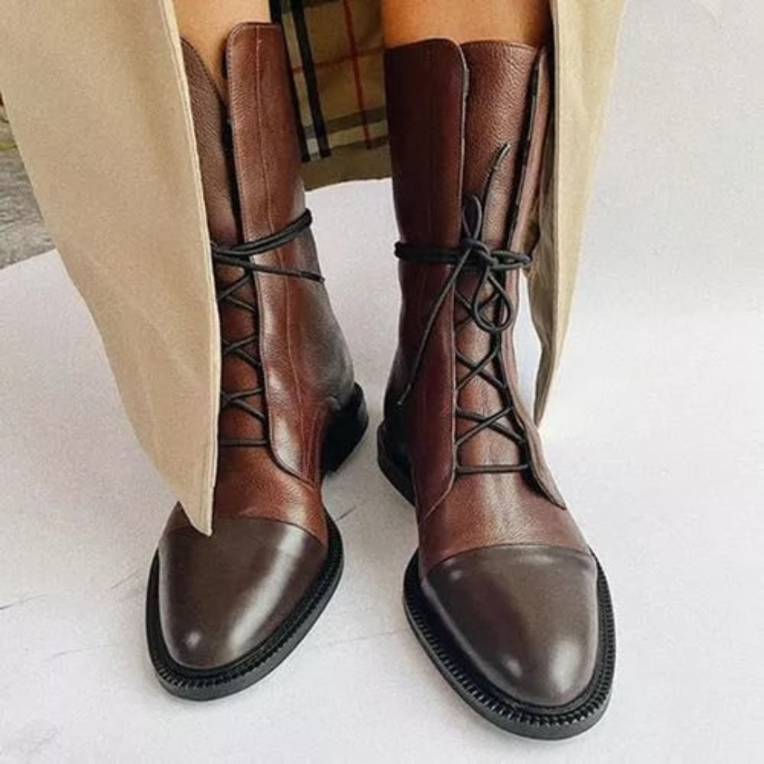 Women’s Leather Ankle Boots in Black with Lace-Up Design 1