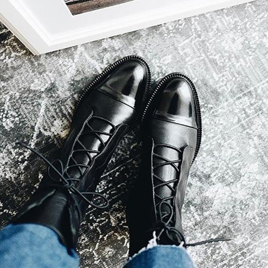 Women’s Leather Ankle Boots in Black with Lace-Up Design 3