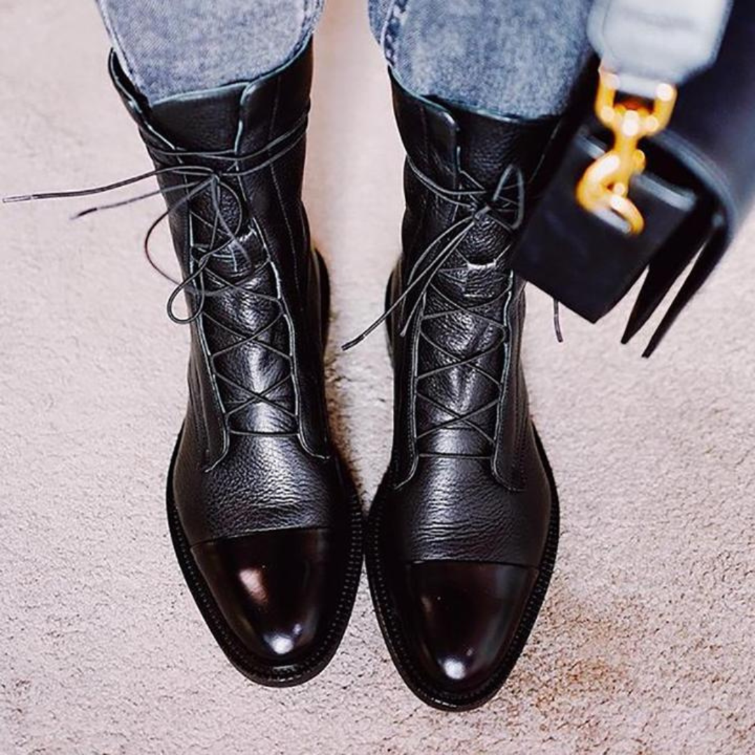 Women’s Leather Ankle Boots in Black with Lace-Up Design 5