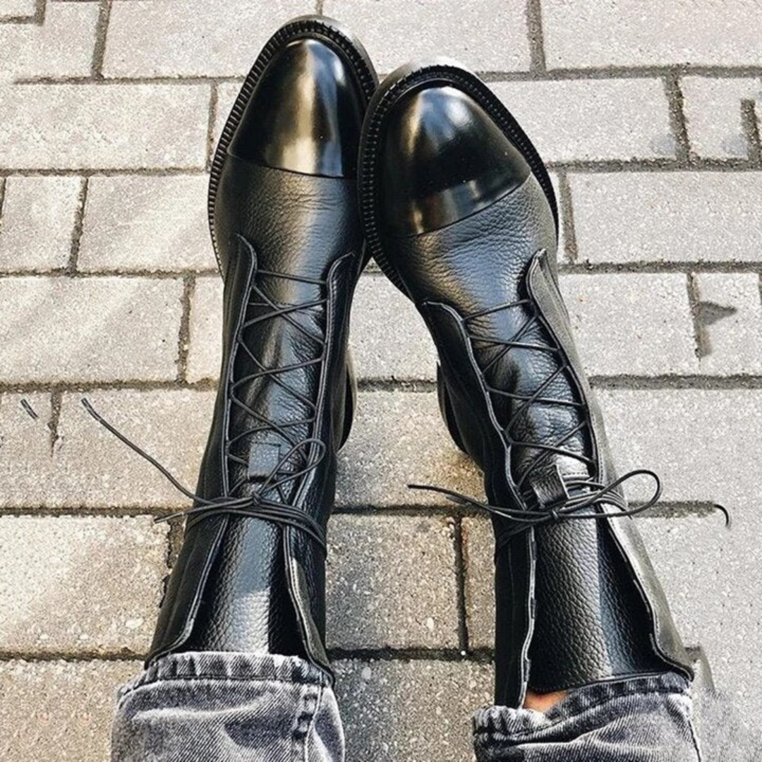 Women’s Leather Ankle Boots in Black with Lace-Up Design 6