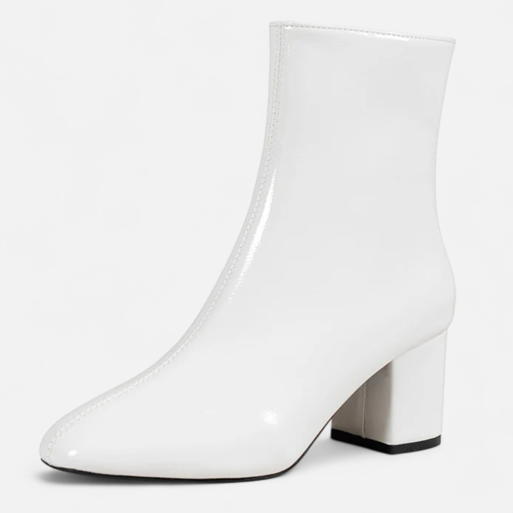 Women’s Leather Ankle Boots with Block Heel and Side Zipper 0