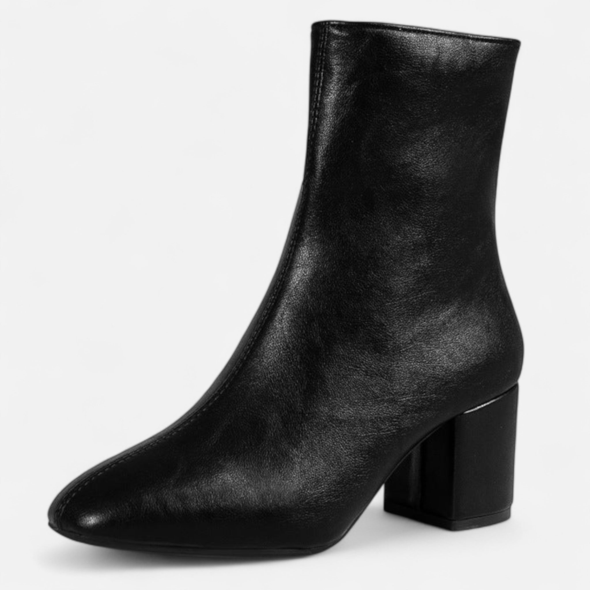 Women’s Leather Ankle Boots with Block Heel and Side Zipper 2