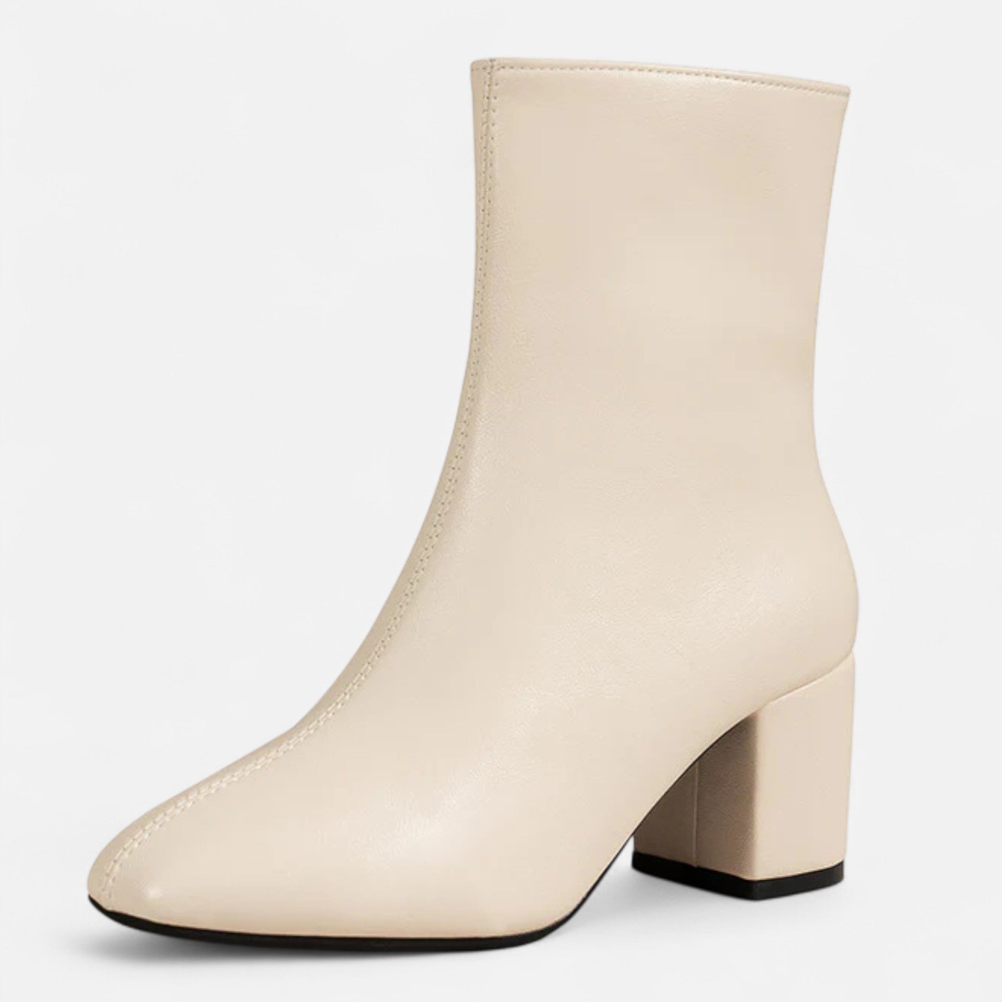 Women’s Leather Ankle Boots with Block Heel and Side Zipper 3