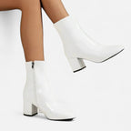 Women’s Leather Ankle Boots with Block Heel and Side Zipper 5