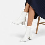 Women’s Leather Ankle Boots with Block Heel and Side Zipper 7