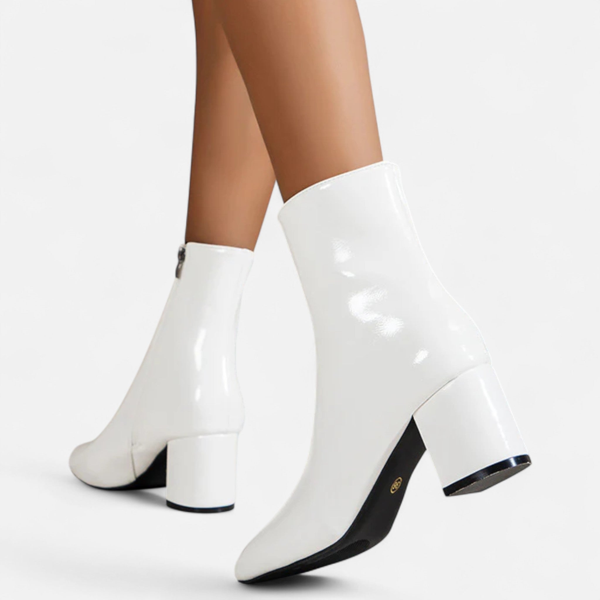 Women’s Leather Ankle Boots with Block Heel and Side Zipper 8