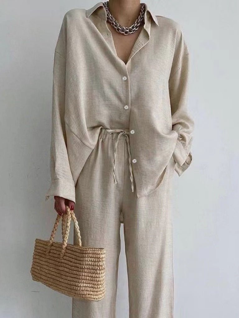 Women’s Linen Two-Piece Summer Set with Loose Fit and Breathable Comfort 0