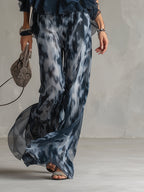 Women’s Loungewear Set in Navy with Halter Top and Wide Leg Pants 5