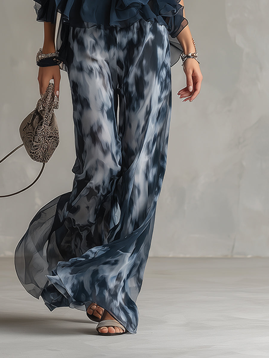 Women’s Loungewear Set in Navy with Halter Top and Wide Leg Pants 5