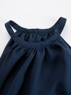 Women’s Loungewear Set in Navy with Halter Top and Wide Leg Pants 6