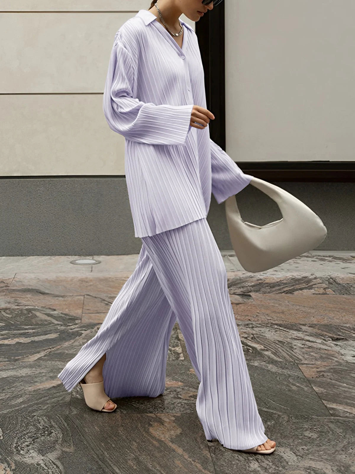 Women’s Loungewear Set in Soft Fabric with Pleated Design and Loose Fit 7