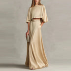 Women’s Loungewear Set with O-Neck Top and Flowing Maxi Skirt 0