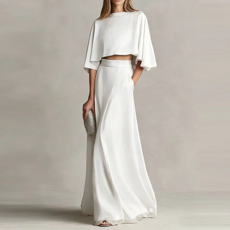 Women’s Loungewear Set with O-Neck Top and Flowing Maxi Skirt 4