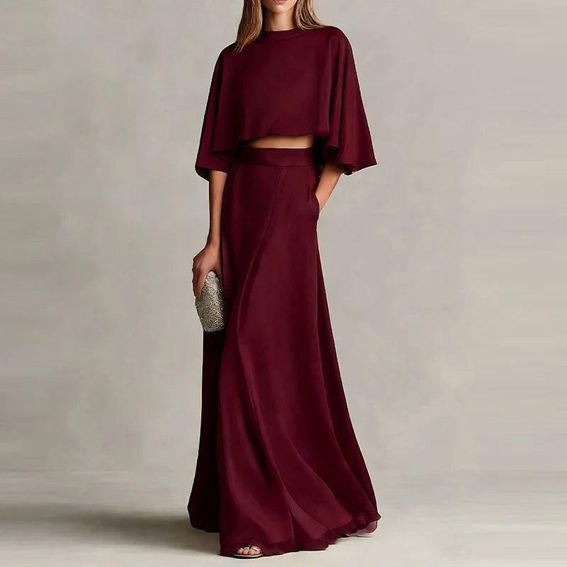 Women’s Loungewear Set with O-Neck Top and Flowing Maxi Skirt 5