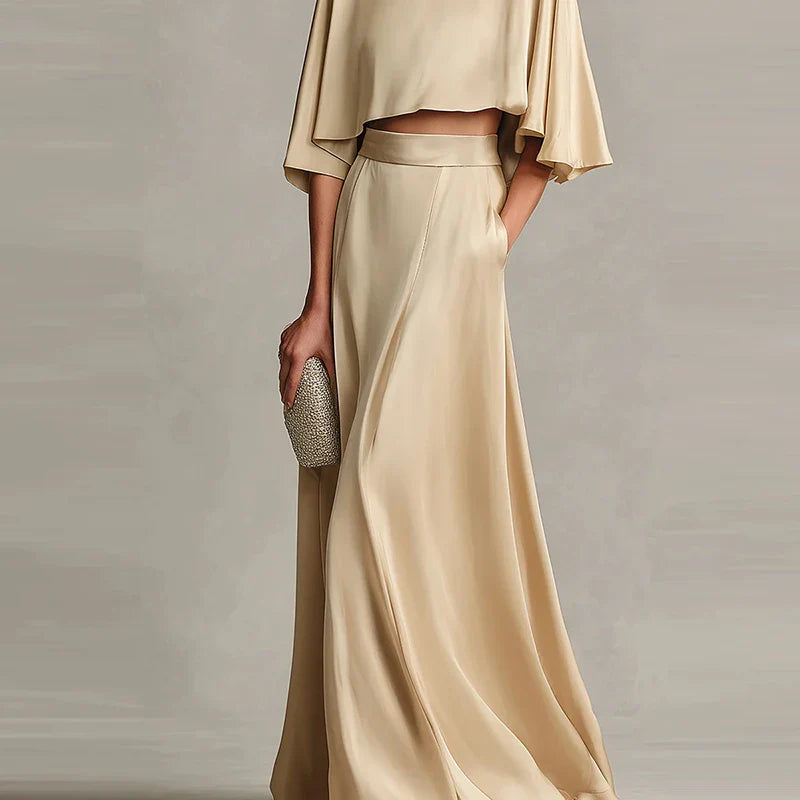 Women’s Loungewear Set with O-Neck Top and Flowing Maxi Skirt 6