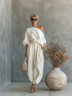 Women’s Loungewear Set with Off Shoulder Top and Wide Leg Pants 1