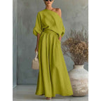Women’s Loungewear Set with Off Shoulder Top and Wide Leg Pants 6